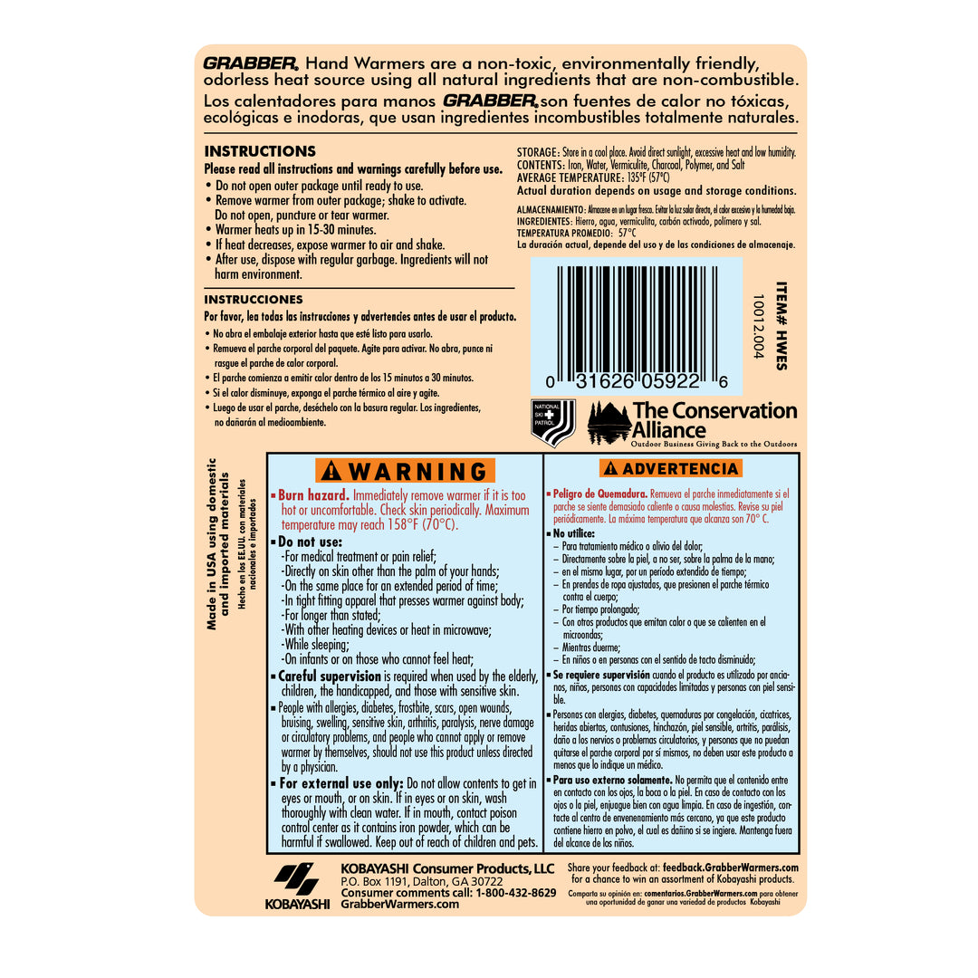 Grabber 7+ Hour Hand Warmer 10 Pair Value Pack